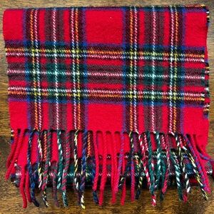 Red Tartan Lambswool Scarf Made in Scotland